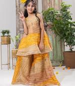 Mustard Yellow Striped Peplum Palazzo Set