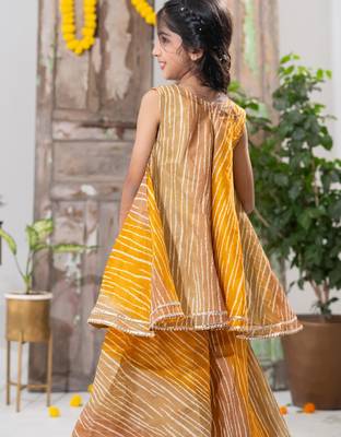 Mustard Yellow Striped Peplum Palazzo Set 2