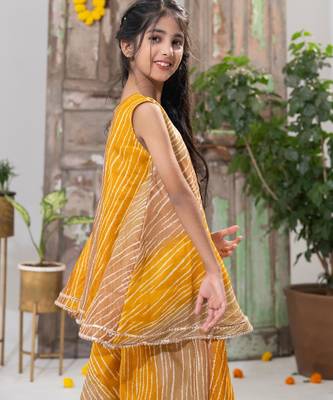 Mustard Yellow Striped Peplum Palazzo Set 3