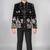 Boys black velvet floral embroidered sequined sherwani & trouser set with waistcoat