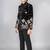 Boys black velvet floral embroidered sequined sherwani & trouser set with waistcoat