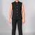 Boys black velvet floral embroidered sequined sherwani & trouser set with waistcoat