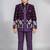 Boys purple velvet floral embroidered sequined sherwani & trouser set with waistcoat