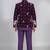 Boys purple velvet floral embroidered sequined sherwani & trouser set with waistcoat