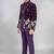 Boys purple velvet floral embroidered sequined sherwani & trouser set with waistcoat