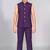 Boys purple velvet floral embroidered sequined sherwani & trouser set with waistcoat