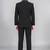 Boys black lycra solid 5 piece suit set with contrast piping design