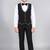 Boys black lycra solid 5 piece suit set with contrast piping design