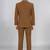 Boys brown lycra solid 5 piece suit set with contrast piping design