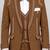 Boys brown lycra solid 5 piece suit set with contrast piping design