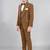 Boys brown lycra solid 5 piece suit set with contrast piping design