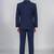 Boys navy blue lycra solid 5 piece suit set with contrast piping design