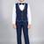 Boys navy blue lycra solid 5 piece suit set with contrast piping design