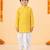 Boy's yellow cotton striped thigh length kurta and dhoti set