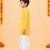 Boy's yellow cotton striped thigh length kurta and dhoti set