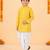 Boy's yellow cotton striped thigh length kurta and dhoti set