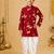 Boy's maroon cotton printed thigh length kurta and dhoti set