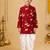 Boy's maroon cotton printed thigh length kurta and dhoti set