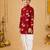 Boy's maroon cotton printed thigh length kurta and dhoti set