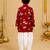 Boy's maroon cotton printed thigh length kurta and dhoti set