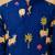 Boy's navy blue cotton block print thigh length kurta and dhoti set