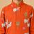 Boy's orange cotton printed thigh length kurta and dhoti set