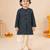 Boy's blue rayon bandhni thigh length kurta and dhoti set