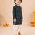 Boy's blue rayon bandhni thigh length kurta and dhoti set