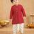 Boy's red rayon bandhni thigh length kurta and dhoti set