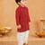 Boy's red rayon bandhni thigh length kurta and dhoti set