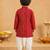 Boy's red rayon bandhni thigh length kurta and dhoti set