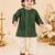 Boy's green rayon bandhni thigh length kurta and dhoti set