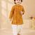 Boy's mustard rayon bandhni thigh length kurta and dhoti set