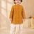 Boy's mustard rayon bandhni thigh length kurta and dhoti set