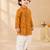 Boy's mustard rayon bandhni thigh length kurta and dhoti set