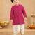 Boy's pink rayon bandhni thigh length kurta and dhoti set
