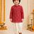 Boy's red rayon bandhni thigh length kurta and dhoti set
