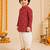 Boy's red rayon bandhni thigh length kurta and dhoti set