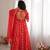 Red bandhani anarkali kurta with dupatta