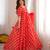 Red bandhani anarkali kurta with dupatta
