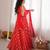 Red bandhani anarkali kurta with dupatta