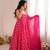 Pink bandhani anarkali kurta with dupatta