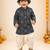 Boy's navy blue rayon bandhni thigh length kurta and dhoti set