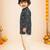 Boy's navy blue rayon bandhni thigh length kurta and dhoti set