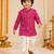 Boy's fuchsia rayon bandhni thigh length kurta and dhoti set