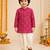 Boy's fuchsia rayon bandhni thigh length kurta and dhoti set