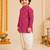 Boy's fuchsia rayon bandhni thigh length kurta and dhoti set