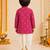 Boy's fuchsia rayon bandhni thigh length kurta and dhoti set