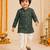 Boy's dark green rayon bandhni thigh length kurta and dhoti set