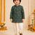Boy's dark green rayon bandhni thigh length kurta and dhoti set